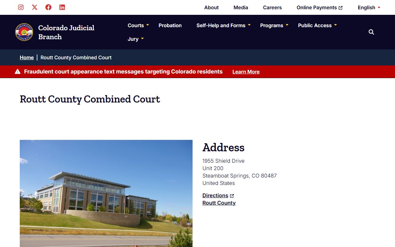 Routt County Combined Court contact page